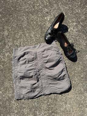 XCVI Wearables The Trace Skirt Ruched Gray Cotton Spandex Mini Skirt Size S